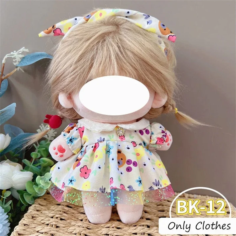 Hübsche Kleiderkleidung für 20 cm große Baumwoll-Plüschtiere, Anziehkleidung, Prinzessinnenrock, süßer lässiger Anzug, Socken-Set, Mädchen-Geburtstagsgeschenk