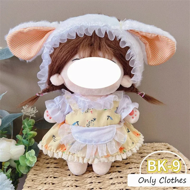 Hübsche Kleiderkleidung für 20 cm große Baumwoll-Plüschtiere, Anziehkleidung, Prinzessinnenrock, süßer lässiger Anzug, Socken-Set, Mädchen-Geburtstagsgeschenk