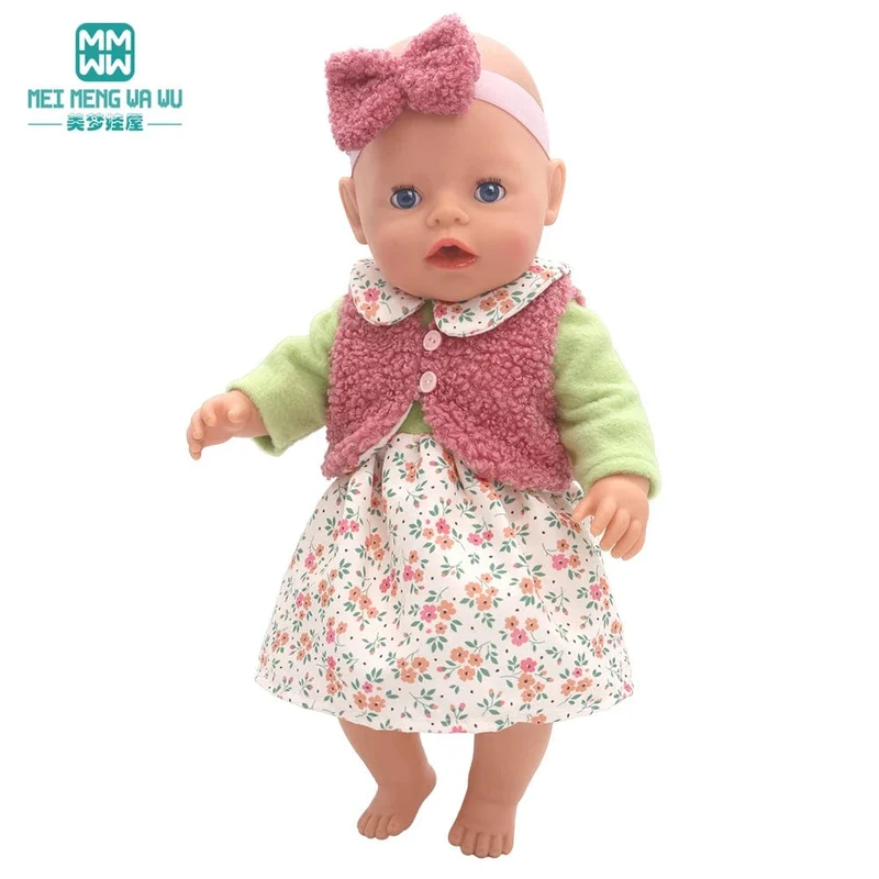 Kleidung für Puppen, passend für 43 cm große Spielzeug-Neugeborenenpuppe, amerikanische Puppe. Modische Baumwolljacke, rosa, rosa, rot, weiß, lila