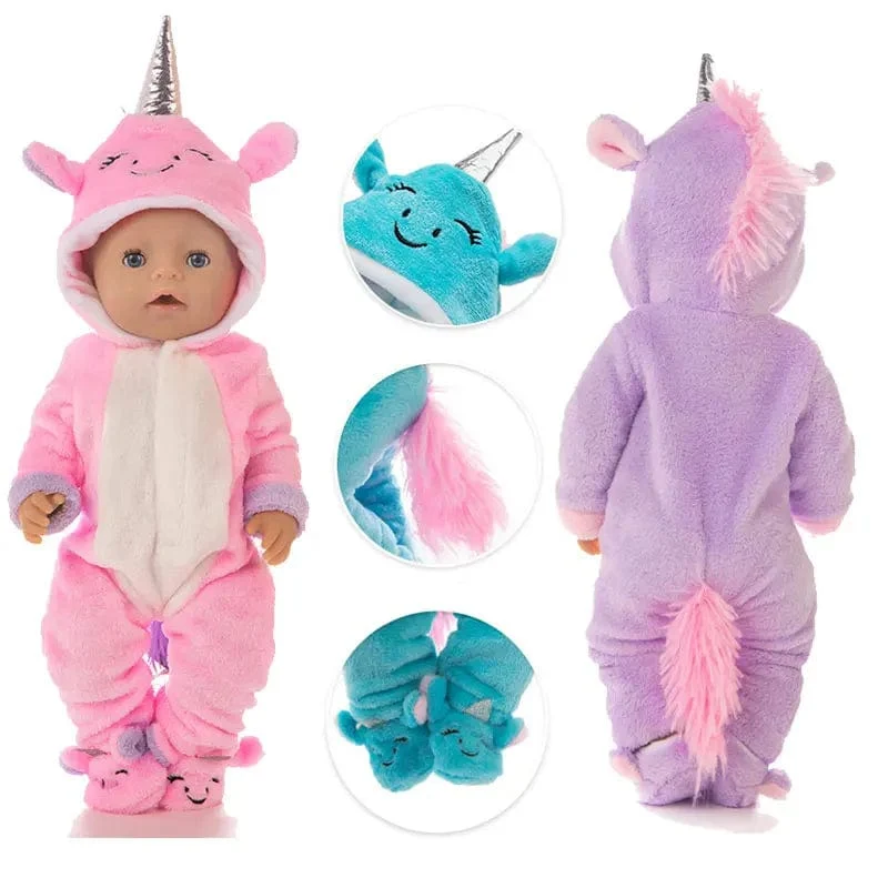 Anzug + Schuhe Puppen-Outfit für 17-Zoll-43-cm-Babypuppen, niedliche Pullover, Strampler, Puppenkleidung
