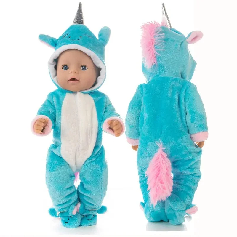 Anzug + Schuhe Puppen-Outfit für 17-Zoll-43-cm-Babypuppen, niedliche Pullover, Strampler, Puppenkleidung