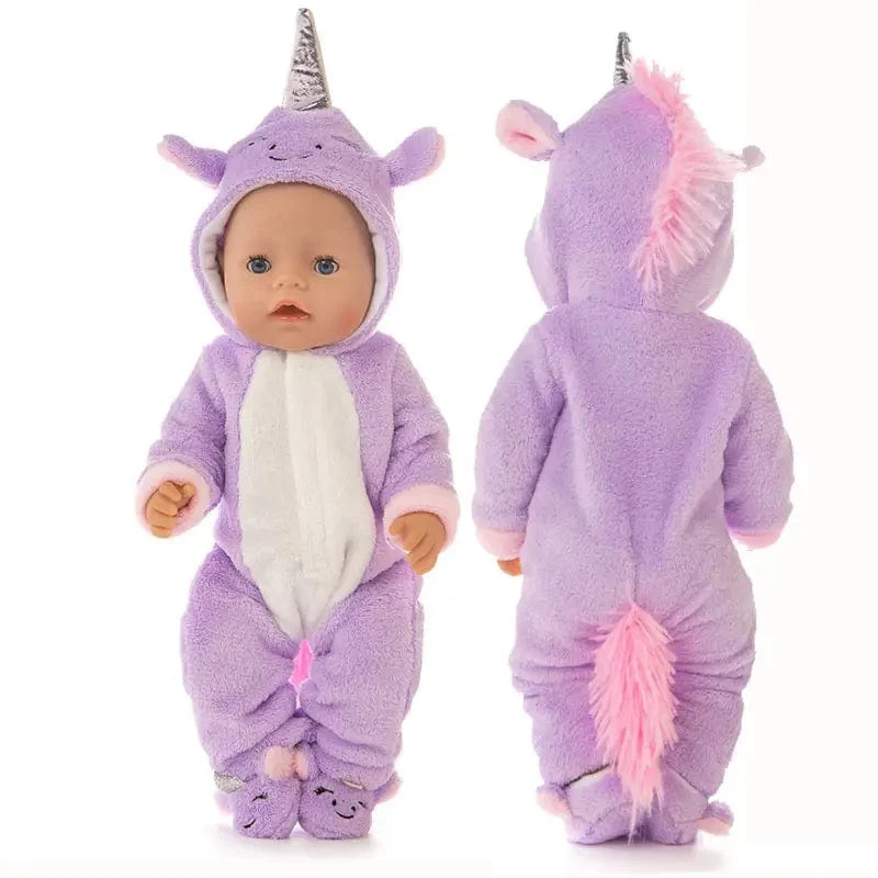 Anzug + Schuhe Puppen-Outfit für 17-Zoll-43-cm-Babypuppen, niedliche Pullover, Strampler, Puppenkleidung