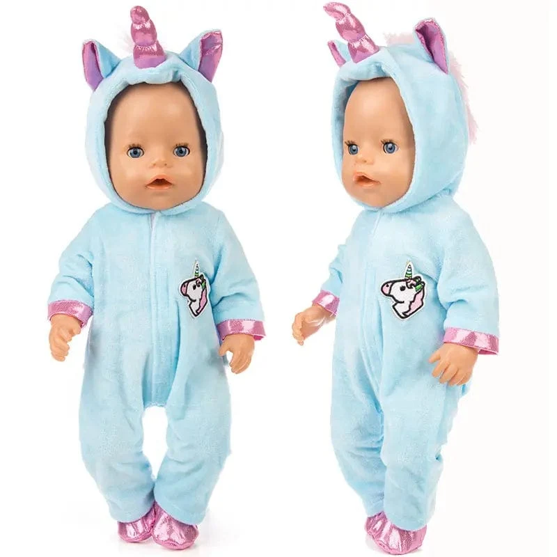 Anzug + Schuhe Puppen-Outfit für 17-Zoll-43-cm-Babypuppen, niedliche Pullover, Strampler, Puppenkleidung