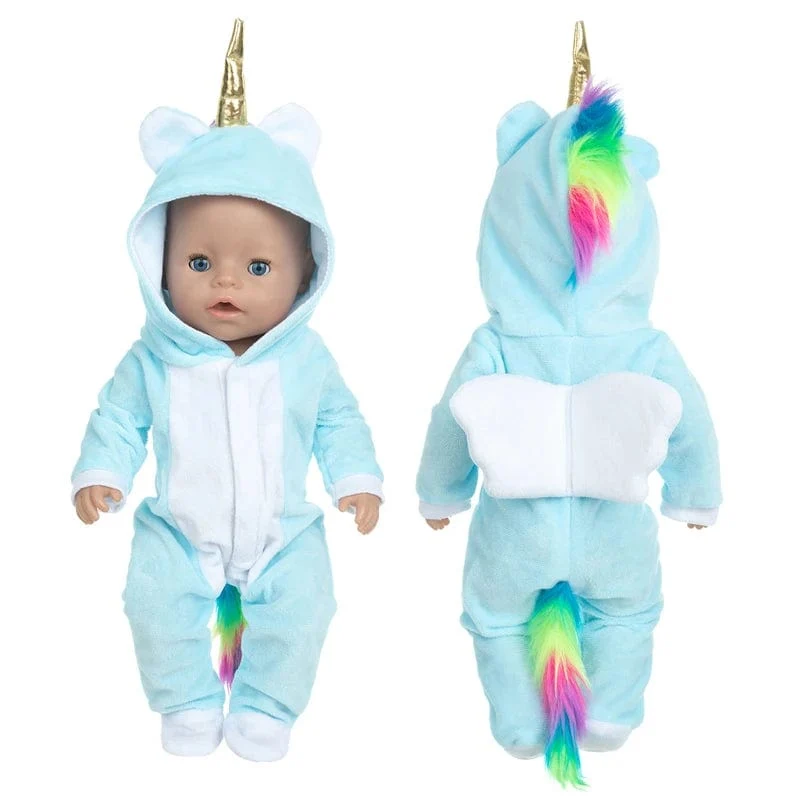 Anzug + Schuhe Puppen-Outfit für 17-Zoll-43-cm-Babypuppen, niedliche Pullover, Strampler, Puppenkleidung