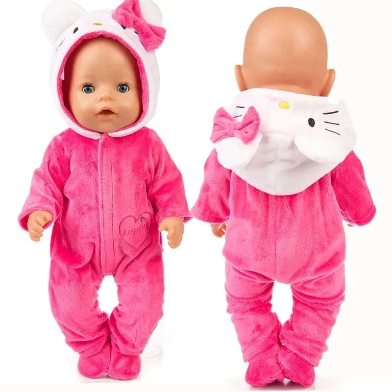 Anzug + Schuhe Puppen-Outfit für 17-Zoll-43-cm-Babypuppen, niedliche Pullover, Strampler, Puppenkleidung