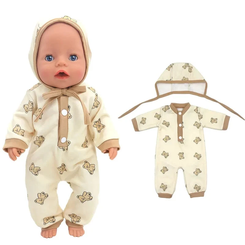 Anzug + Schuhe Puppen-Outfit für 17-Zoll-43-cm-Babypuppen, niedliche Pullover, Strampler, Puppenkleidung