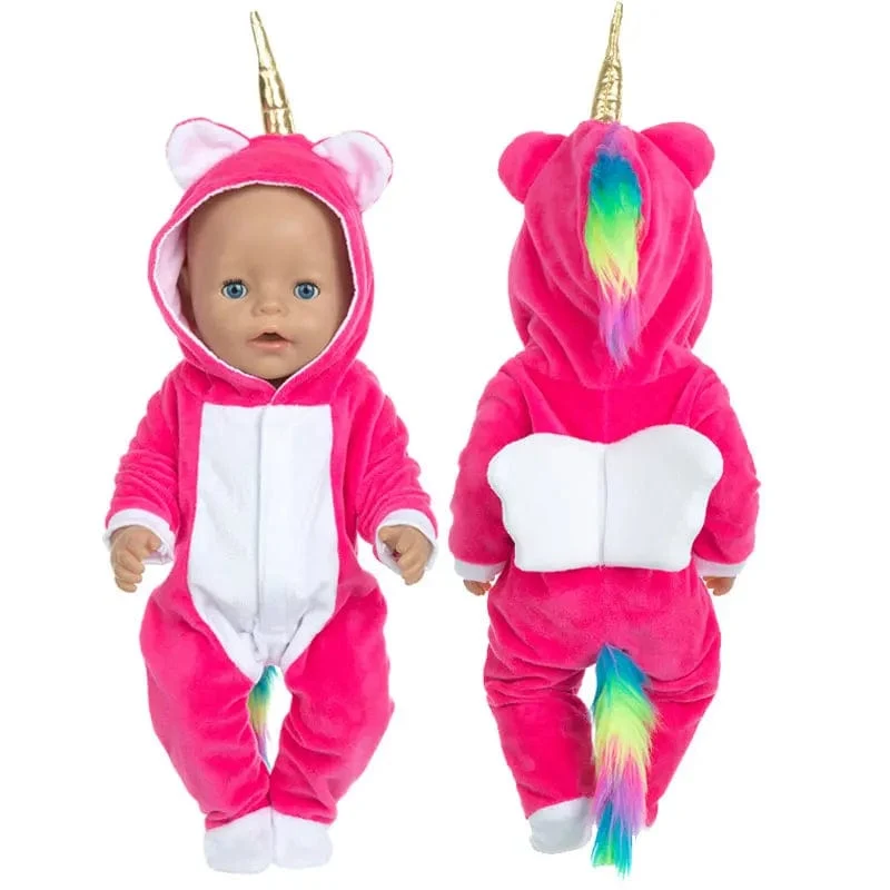 Anzug + Schuhe Puppen-Outfit für 17-Zoll-43-cm-Babypuppen, niedliche Pullover, Strampler, Puppenkleidung