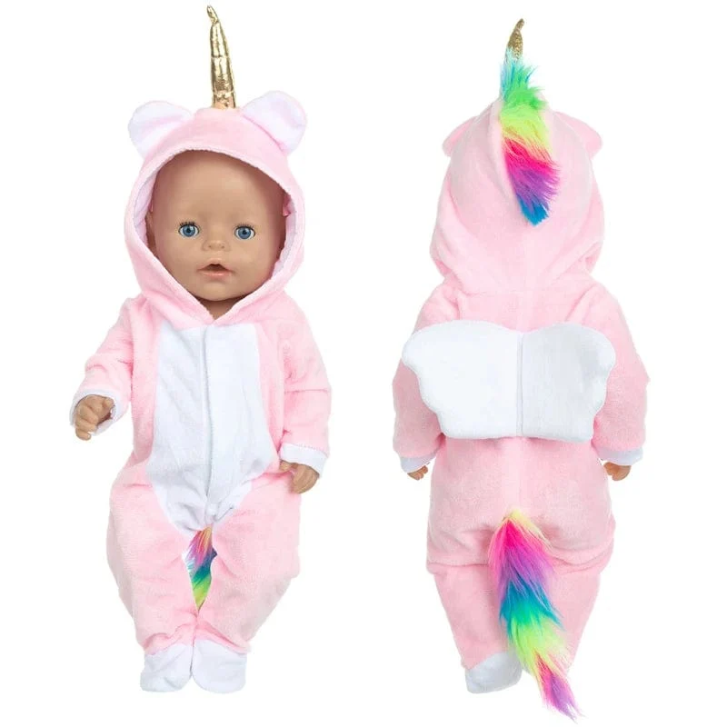 Anzug + Schuhe Puppen-Outfit für 17-Zoll-43-cm-Babypuppen, niedliche Pullover, Strampler, Puppenkleidung