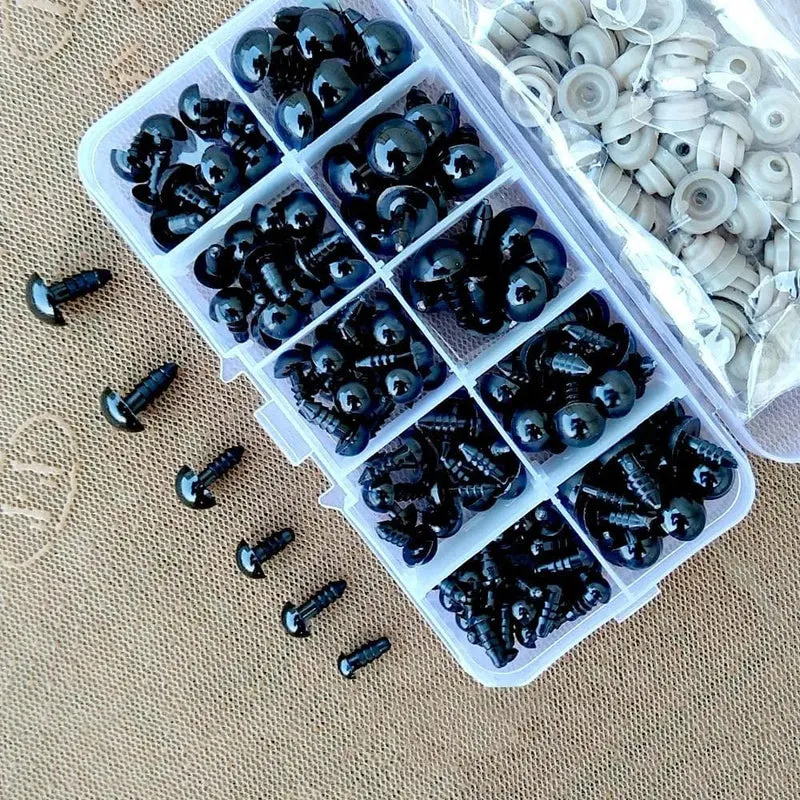 100 stücke 10mm Augapfel Puppe Zubehör Schwarz Kunststoff Plüsch Sicherheitsaugen Amigurumi Für Spielzeug 6mm 8mm 12mm DIY Lustige Spielzeug Augen Tier