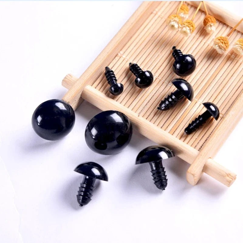100 stücke 10mm Augapfel Puppe Zubehör Schwarz Kunststoff Plüsch Sicherheitsaugen Amigurumi Für Spielzeug 6mm 8mm 12mm DIY Lustige Spielzeug Augen Tier