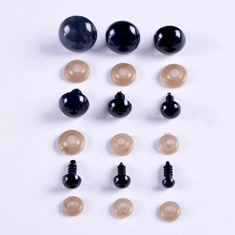 100 stücke 10mm Augapfel Puppe Zubehör Schwarz Kunststoff Plüsch Sicherheitsaugen Amigurumi Für Spielzeug 6mm 8mm 12mm DIY Lustige Spielzeug Augen Tier