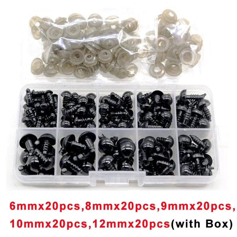 100 stücke 10mm Augapfel Puppe Zubehör Schwarz Kunststoff Plüsch Sicherheitsaugen Amigurumi Für Spielzeug 6mm 8mm 12mm DIY Lustige Spielzeug Augen Tier