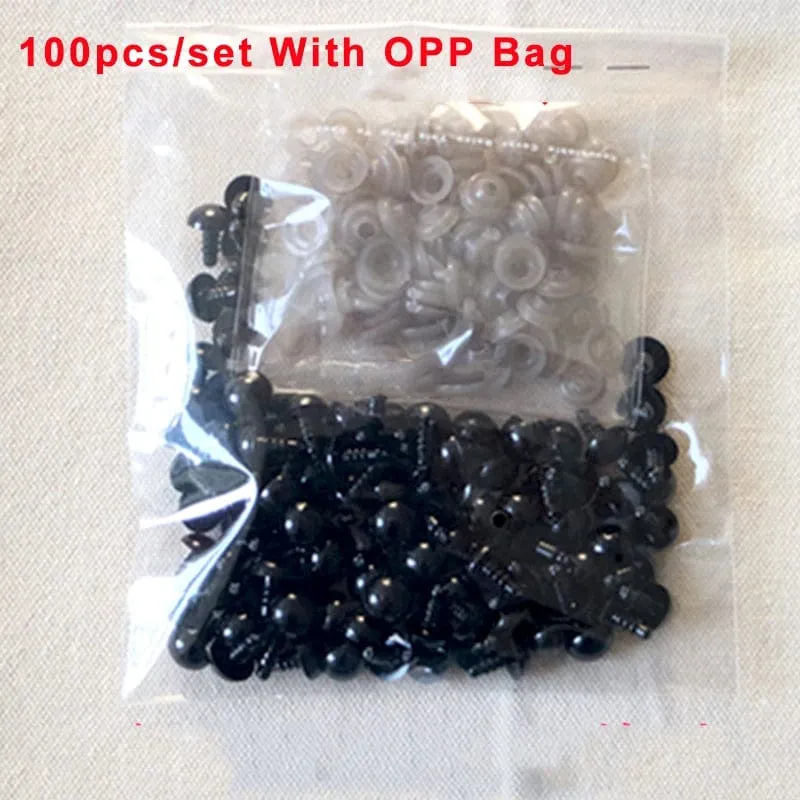 100 stücke 10mm Augapfel Puppe Zubehör Schwarz Kunststoff Plüsch Sicherheitsaugen Amigurumi Für Spielzeug 6mm 8mm 12mm DIY Lustige Spielzeug Augen Tier