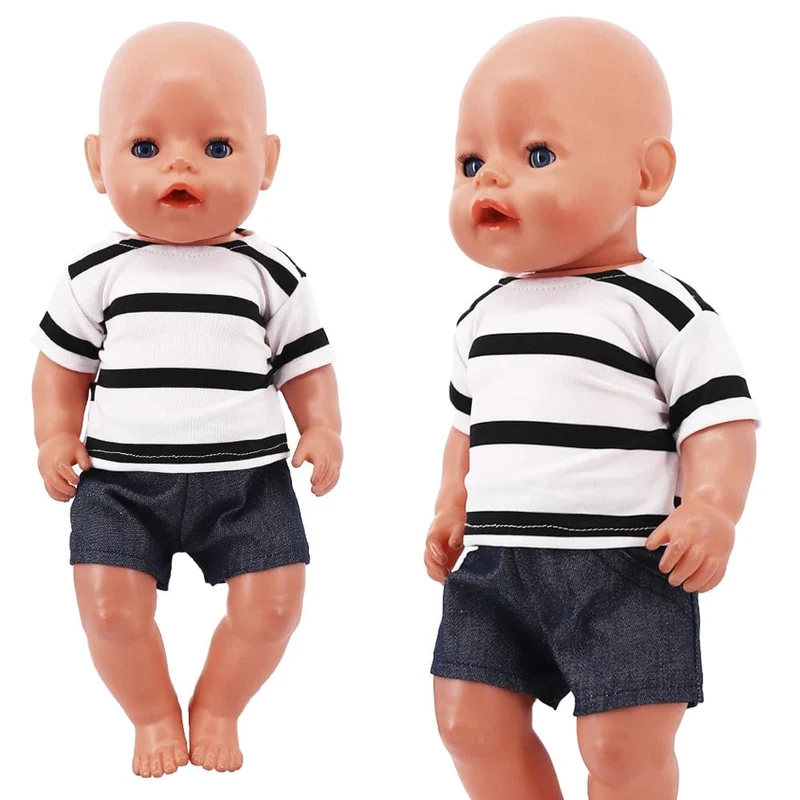 2 Teile/satz = Hemden + Hosen Puppenkleidung Zubehör Für Geborenes Baby 43 cm & 18 Zoll American Doll Mädchenspielzeug & Unsere Generation Nenuco