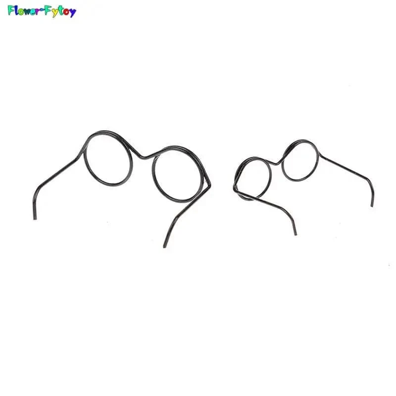2/10/12Pcs Mode Runde Rahmen Linsenlose Retro Coole Puppe Gläser Für Puppe 30cm Runde Rahmen Keine Linse Retro Coole Puppe Brille Schwarz