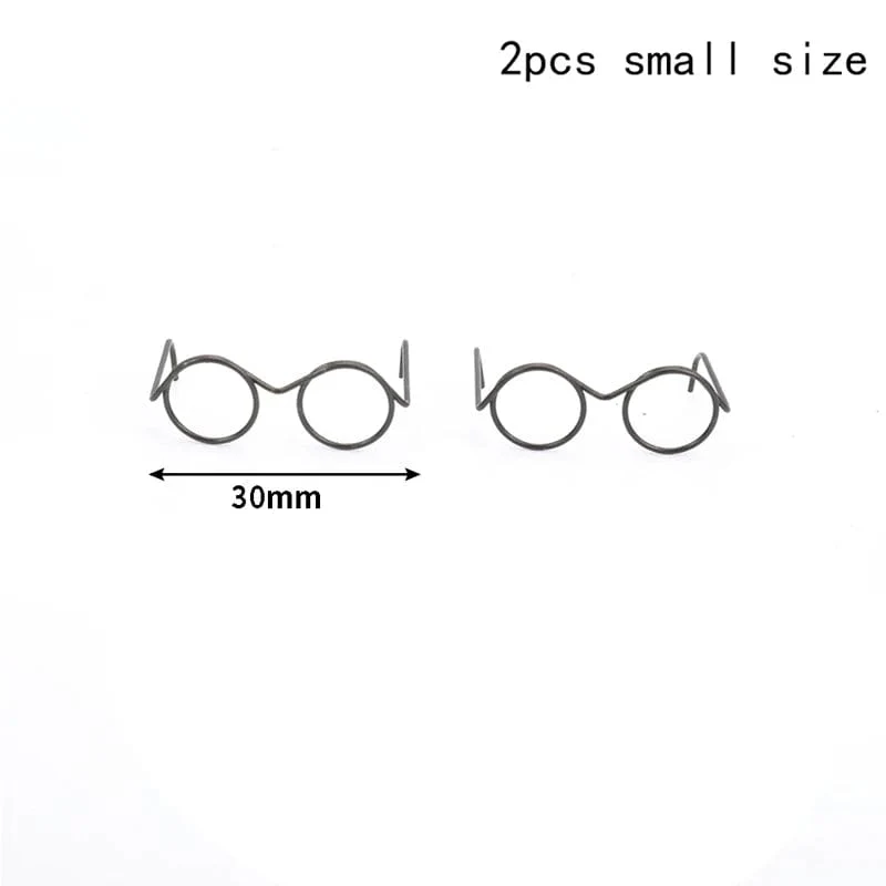 2/10/12Pcs Mode Runde Rahmen Linsenlose Retro Coole Puppe Gläser Für Puppe 30cm Runde Rahmen Keine Linse Retro Coole Puppe Brille Schwarz