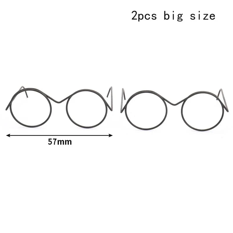 2/10/12Pcs Mode Runde Rahmen Linsenlose Retro Coole Puppe Gläser Für Puppe 30cm Runde Rahmen Keine Linse Retro Coole Puppe Brille Schwarz
