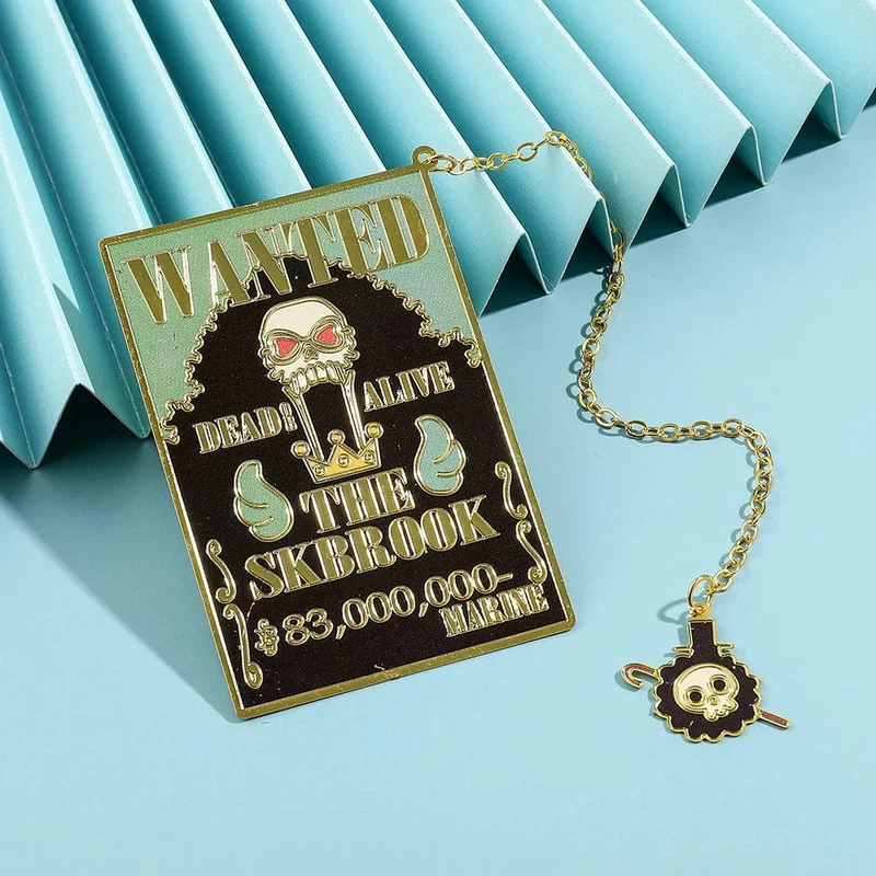 Anime One Piece Piratesreward Metall-Lesezeichen mit Quaste, goldfarben, Luffy Wanted, Lesezeichen, Geschenke für Fans, Sammlungszubehör