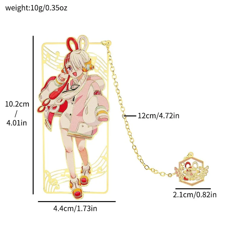 Anime One Piece Figur Metall Lesezeichen mit Quaste Ruffy Uta Shanks Goldfarbe Lesezeichen Geschenke für Fans Sammlungsbedarf