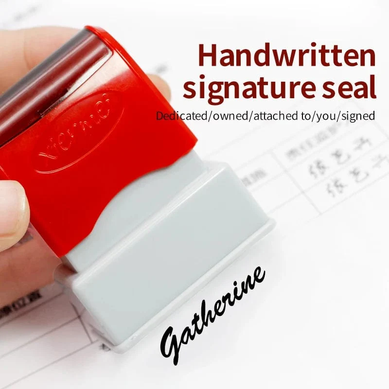 Benutzerdefinierter Lehrername Tintenstempel Unterschrift Kalligrafie Selbsteinfärbender personalisierter Briefstempel für Schulstudenten-Kind-Tücher