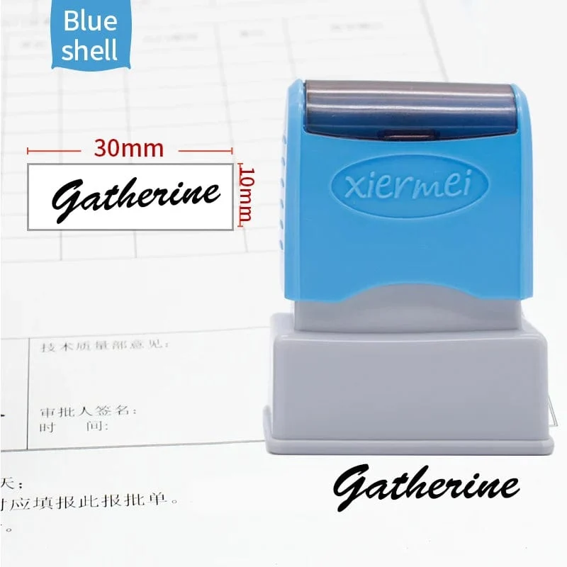Benutzerdefinierter Lehrername Tintenstempel Unterschrift Kalligrafie Selbsteinfärbender personalisierter Briefstempel für Schulstudenten-Kind-Tücher