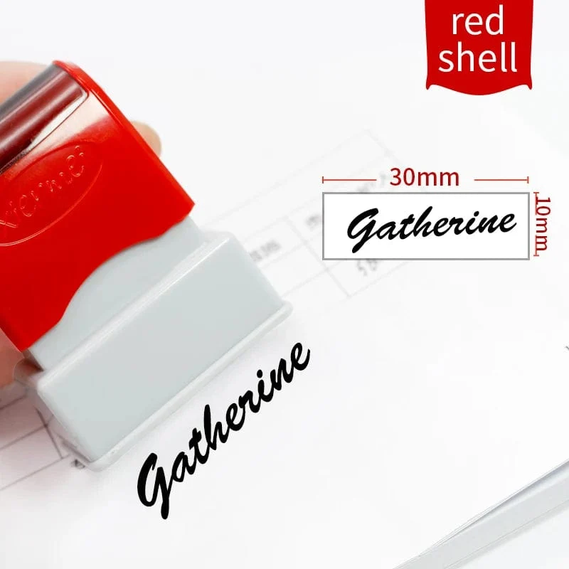 Benutzerdefinierter Lehrername Tintenstempel Unterschrift Kalligrafie Selbsteinfärbender personalisierter Briefstempel für Schulstudenten-Kind-Tücher