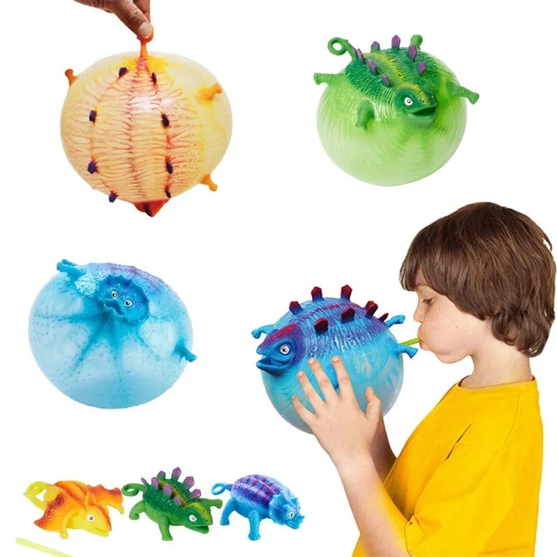 4PCS Kinder Lustige Dinosaurier Tiere Aufblasen Vent Bälle Spielzeug Squeeze Weiche Ball Ballon Zappeln Party Sport Nette Lustige Spiele spielzeug Geschenk