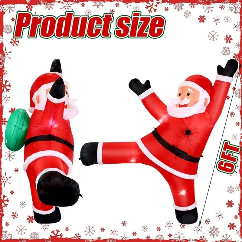 6 Fuß hoher aufblasbarer Weihnachtsmann zum Aufhängen, Weihnachtsmann mit Geschenktüte, Dekorationen, aufblasbarer kletternder Weihnachtsmann mit LED-Lichtern, Spielzeug für draußen
