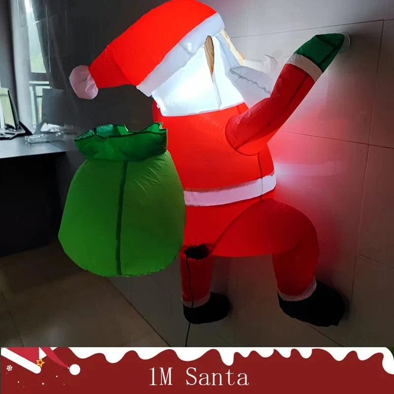6 Fuß hoher aufblasbarer Weihnachtsmann zum Aufhängen, Weihnachtsmann mit Geschenktüte, Dekorationen, aufblasbarer kletternder Weihnachtsmann mit LED-Lichtern, Spielzeug für draußen