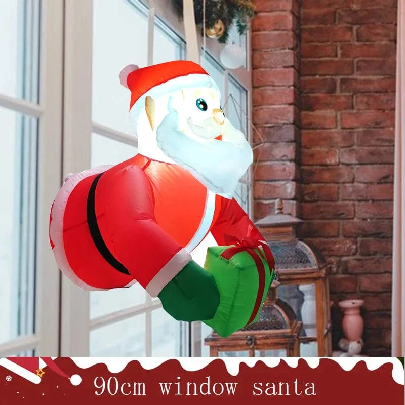 6 Fuß hoher aufblasbarer Weihnachtsmann zum Aufhängen, Weihnachtsmann mit Geschenktüte, Dekorationen, aufblasbarer kletternder Weihnachtsmann mit LED-Lichtern, Spielzeug für draußen