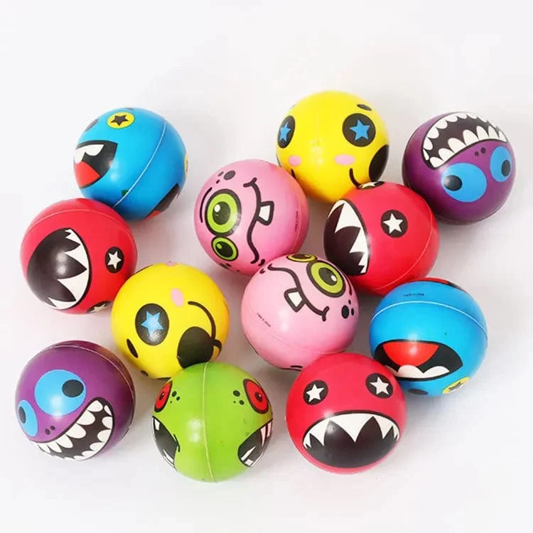 6 Teile/los 6.3 cm Lächeln Gesicht Schaum Ball Squeeze Stress Ball Outdoor Sport Relief Spielzeug Hand Handgelenk Übung PU Spielzeug Bälle Für Kinder
