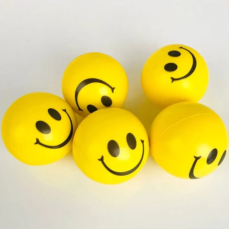6 Teile/los 6.3 cm Lächeln Gesicht Schaum Ball Squeeze Stress Ball Outdoor Sport Relief Spielzeug Hand Handgelenk Übung PU Spielzeug Bälle Für Kinder