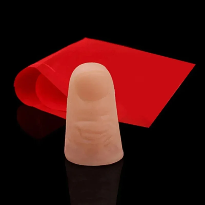 Zaubertrick-Requisiten, Nahaufnahme, verschwinden, erscheinender Kunststofffinger, Daumenspitze + rote Seide, Bühnenshow-Requisiten, Gummi, Streich, Spielzeug, Werkzeug, Geschenke