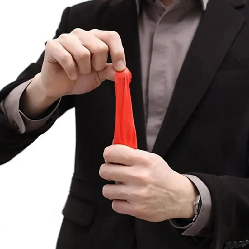 Zaubertrick-Requisiten, Nahaufnahme, verschwinden, erscheinender Kunststofffinger, Daumenspitze + rote Seide, Bühnenshow-Requisiten, Gummi, Streich, Spielzeug, Werkzeug, Geschenke