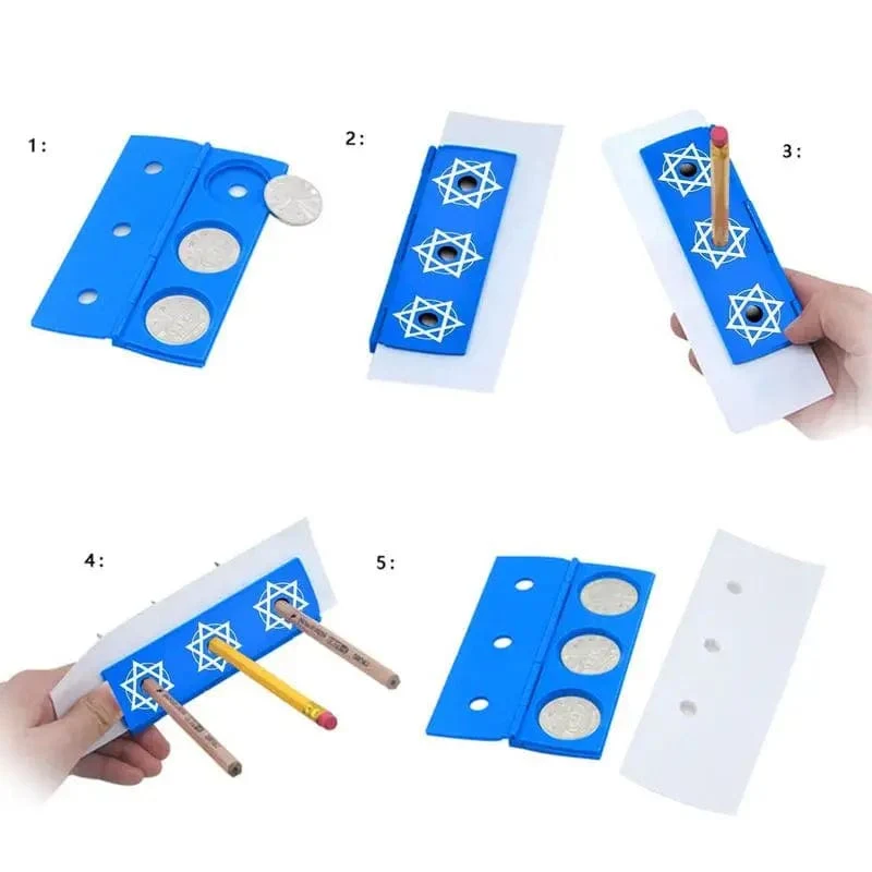 Münze Bleistift Penetration Zaubertricks Spaß Illusion Stifte Durch Loch Nahaufnahme Spielzeug Party Kinder Erwachsene Neuheit Zauberrequisiten
