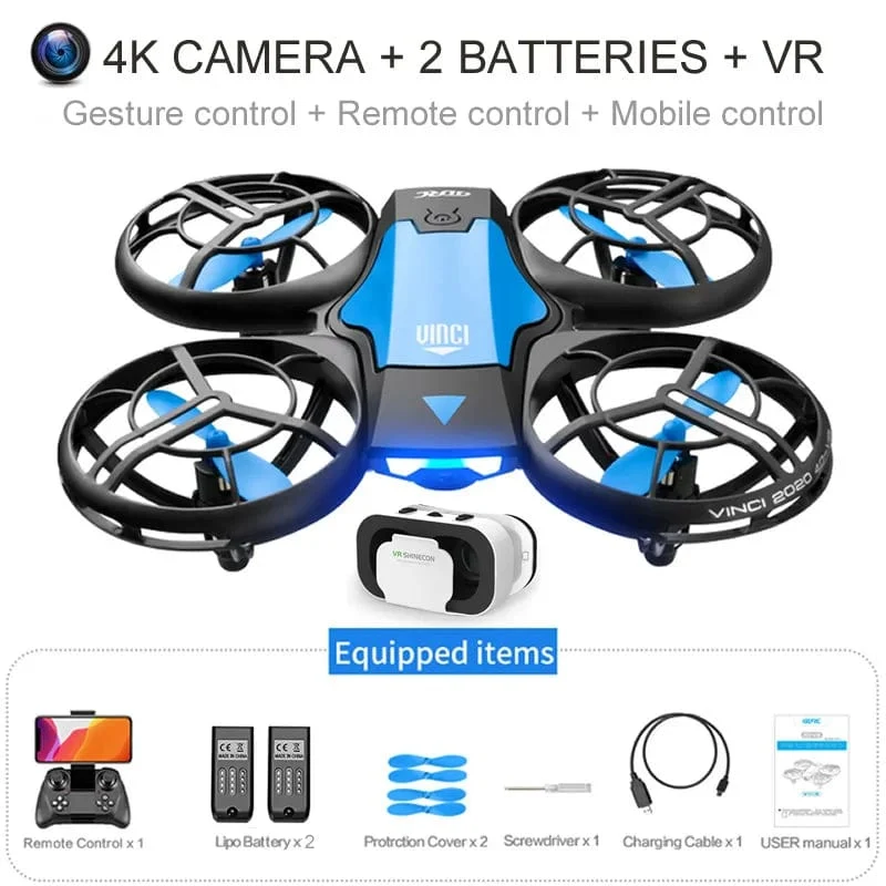 V8 Großhandel Induktionssteuerung RC Hubschrauber Spielzeug Geschenk FPV VR Mini Drone 4k HD Luftaufnahmen Folding Quadcopter mit Kamera