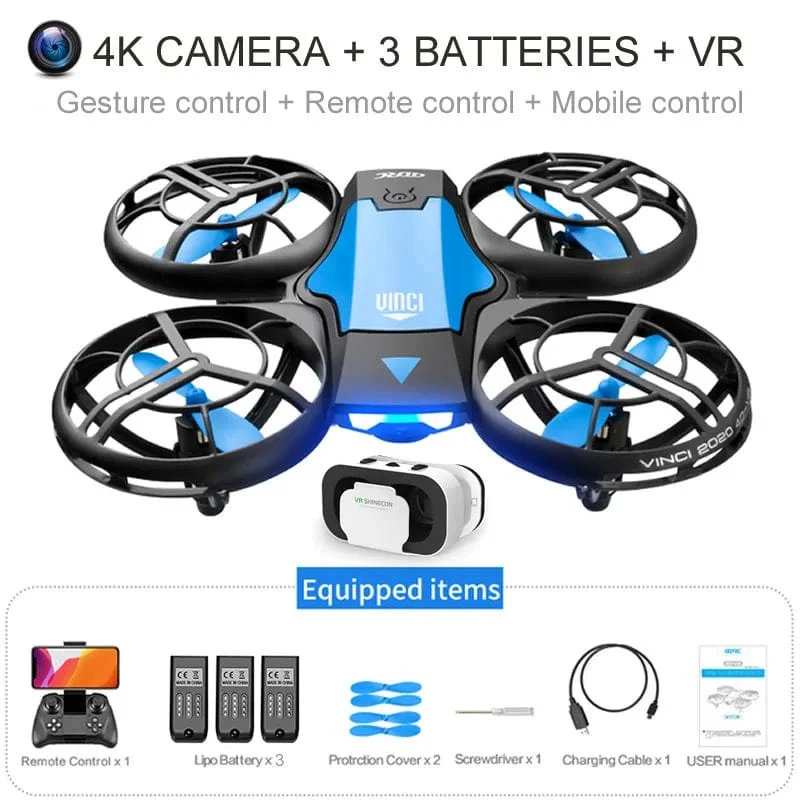 V8 Großhandel Induktionssteuerung RC Hubschrauber Spielzeug Geschenk FPV VR Mini Drone 4k HD Luftaufnahmen Folding Quadcopter mit Kamera