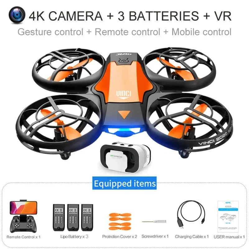 V8 Großhandel Induktionssteuerung RC Hubschrauber Spielzeug Geschenk FPV VR Mini Drone 4k HD Luftaufnahmen Folding Quadcopter mit Kamera