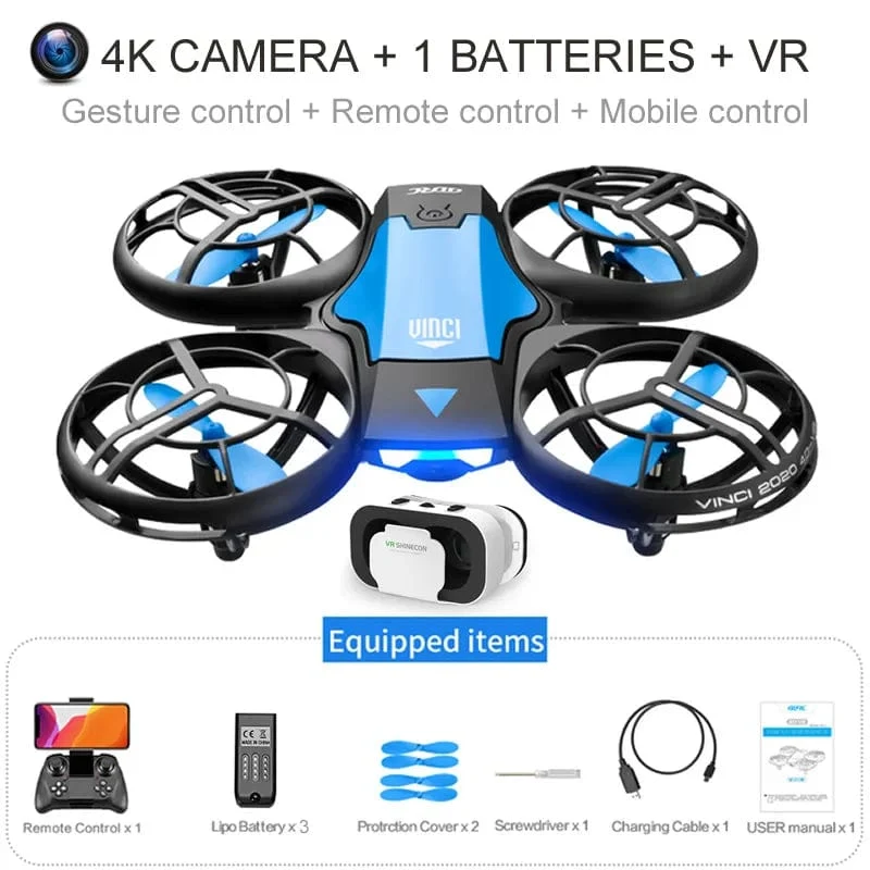 V8 Großhandel Induktionssteuerung RC Hubschrauber Spielzeug Geschenk FPV VR Mini Drone 4k HD Luftaufnahmen Folding Quadcopter mit Kamera