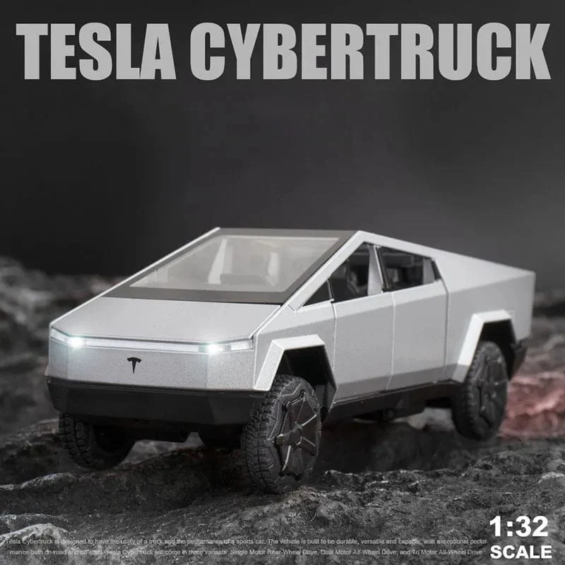 1:32 Tesla Cybertruck Pickup Legierung Auto Modell Diecast Spielzeug Fahrzeug Sound Und Licht Simulation Für Kinder Weihnachten Geschenk Junge Spielzeug