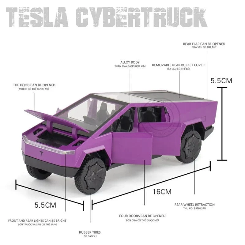 1:32 Tesla Cybertruck Pickup Legierung Auto Modell Diecast Spielzeug Fahrzeug Sound Und Licht Simulation Für Kinder Weihnachten Geschenk Junge Spielzeug