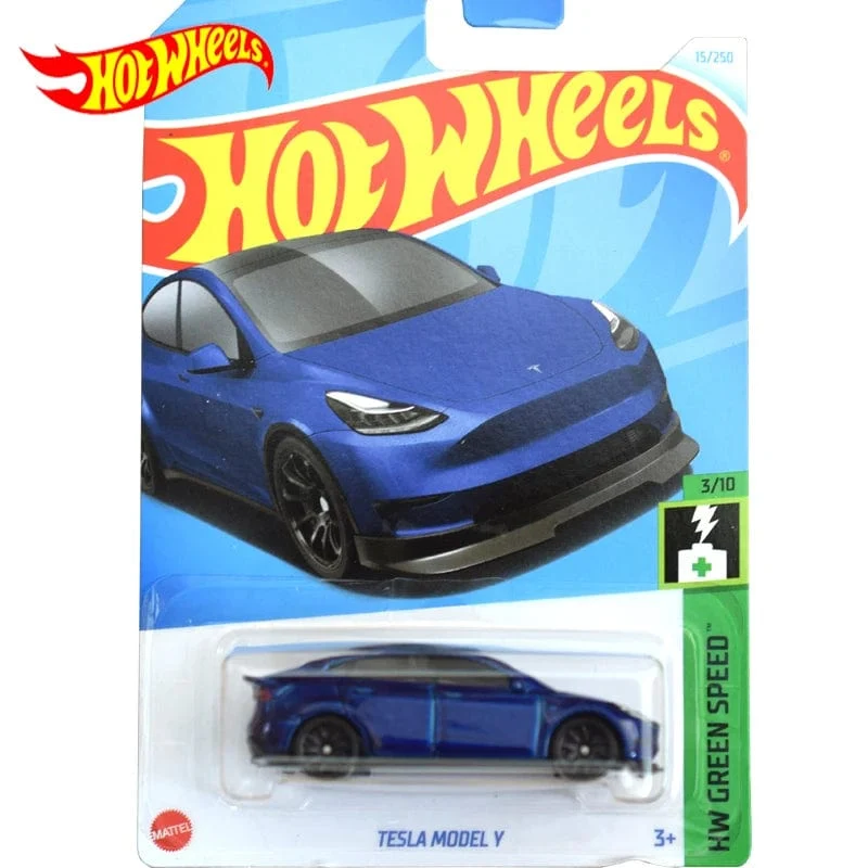 2024F Original Hot Wheels Auto Tesla Model Y Spielzeug für Jungen 1/64 Diecast Metall Fahrzeug Grün Geschwindigkeit Juguete Sammler Geburtstag geschenk