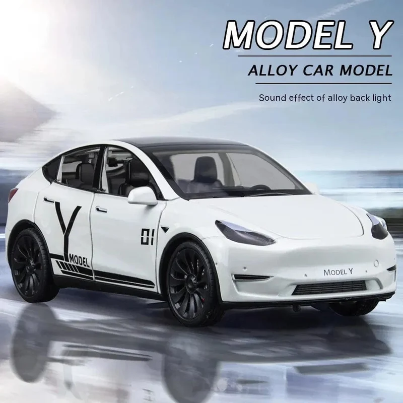 1:24 Spielzeugautos, Modell Y, Rückzugsfahrzeuge, Druckgussauto, Modellauto, Spielzeug für Jungen und Mädchen im Alter von 3 bis 12 Jahren, Schwarz