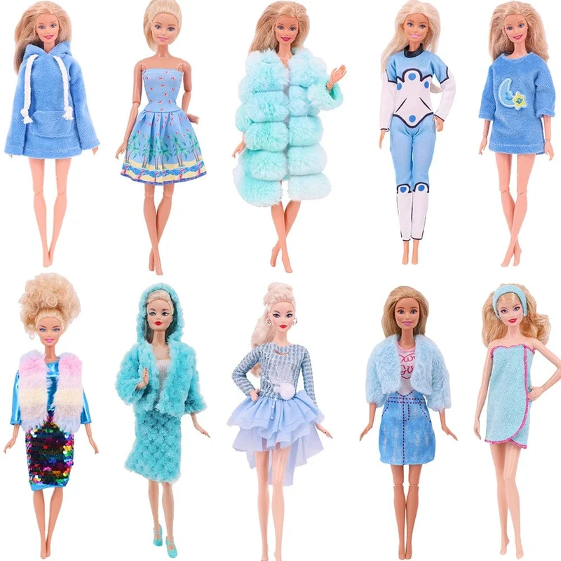 Blaue Puppenkleidung, modischer Mantel, Hose, Kleid, Meerjungfrau-Kleidung, geeignet für 30 cm große Bjd-Puppen und 11.5-Zoll-Puppen, Geschenk, Zubehör für Mädchenpuppen
