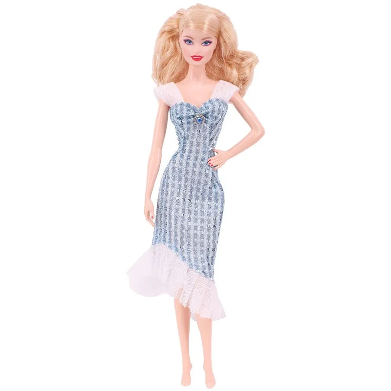Blaue Puppenkleidung, modischer Mantel, Hose, Kleid, Meerjungfrau-Kleidung, geeignet für 30 cm große Bjd-Puppen und 11.5-Zoll-Puppen, Geschenk, Zubehör für Mädchenpuppen