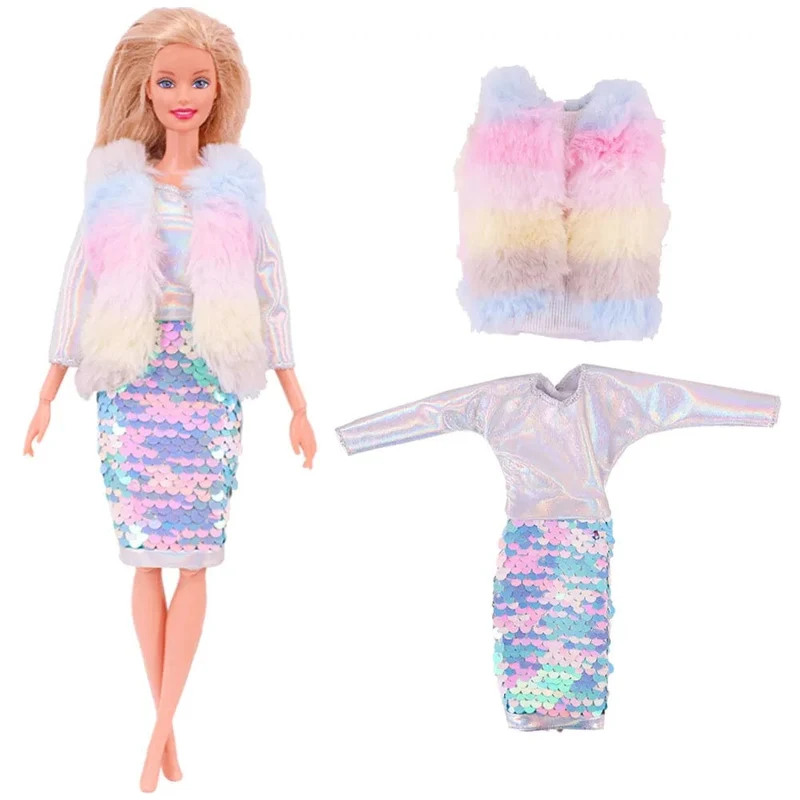 Blaue Puppenkleidung, modischer Mantel, Hose, Kleid, Meerjungfrau-Kleidung, geeignet für 30 cm große Bjd-Puppen und 11.5-Zoll-Puppen, Geschenk, Zubehör für Mädchenpuppen
