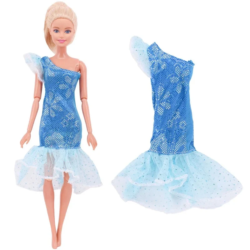 Blaue Puppenkleidung, modischer Mantel, Hose, Kleid, Meerjungfrau-Kleidung, geeignet für 30 cm große Bjd-Puppen und 11.5-Zoll-Puppen, Geschenk, Zubehör für Mädchenpuppen
