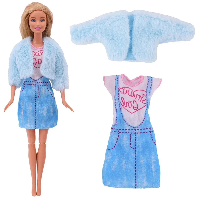 Blaue Puppenkleidung, modischer Mantel, Hose, Kleid, Meerjungfrau-Kleidung, geeignet für 30 cm große Bjd-Puppen und 11.5-Zoll-Puppen, Geschenk, Zubehör für Mädchenpuppen