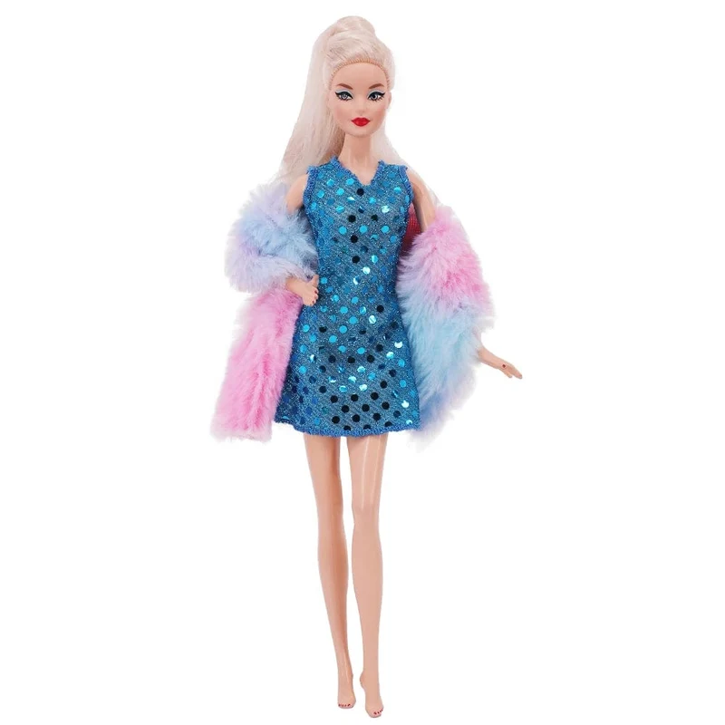 Blaue Puppenkleidung, modischer Mantel, Hose, Kleid, Meerjungfrau-Kleidung, geeignet für 30 cm große Bjd-Puppen und 11.5-Zoll-Puppen, Geschenk, Zubehör für Mädchenpuppen