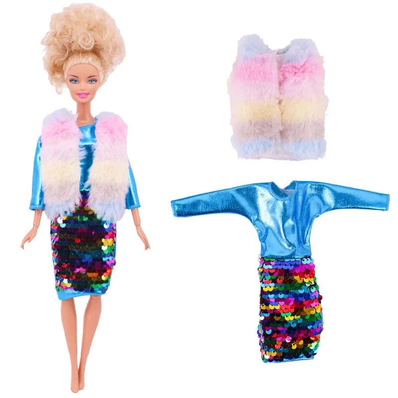 Blaue Puppenkleidung, modischer Mantel, Hose, Kleid, Meerjungfrau-Kleidung, geeignet für 30 cm große Bjd-Puppen und 11.5-Zoll-Puppen, Geschenk, Zubehör für Mädchenpuppen